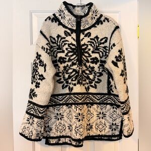 MOTH by Anthropologie Alaskan Half Zip Nordic Print Sweater - Medium